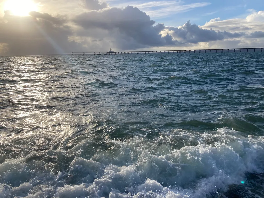 picture from the shore looking out to the Cloghan Point jetty